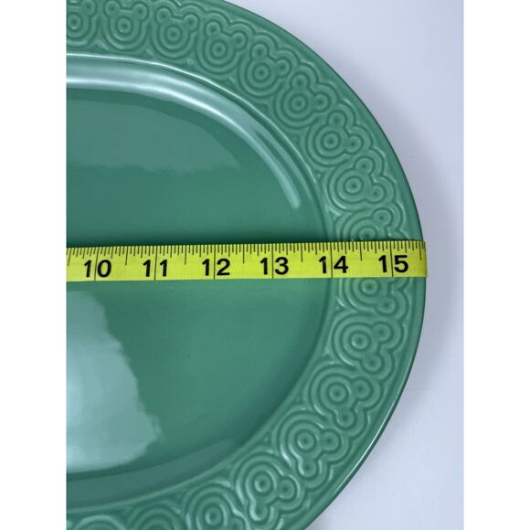 Disney Hidden Mickey Teal Ceramic Serving Platter 15.5”x11.5” Made in Portugal - Picture 6 of 7